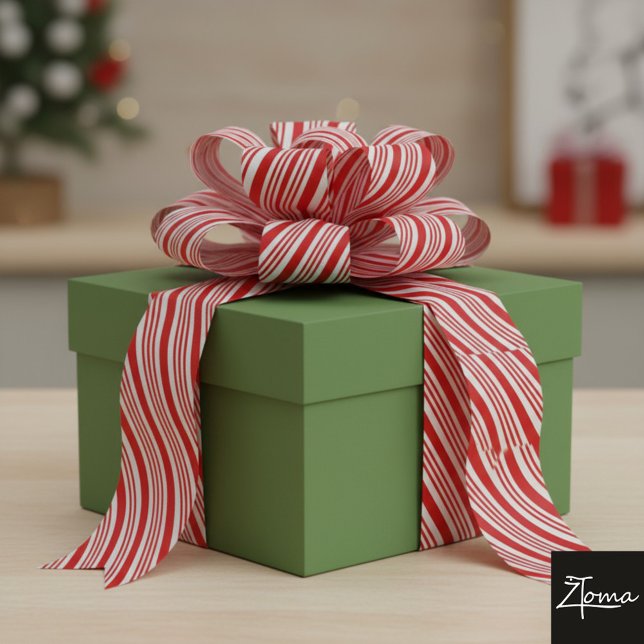 Candy Cane Stripes Red Bow Festive Christmas  Ripsband (Von Creator hochgeladen)