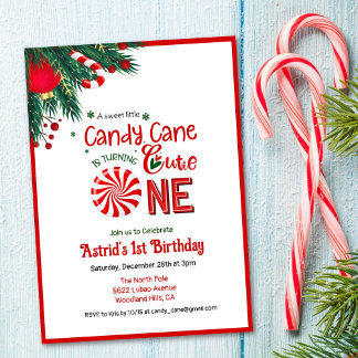 Candy Cane Süsse zum ersten Geburtstag Einladung