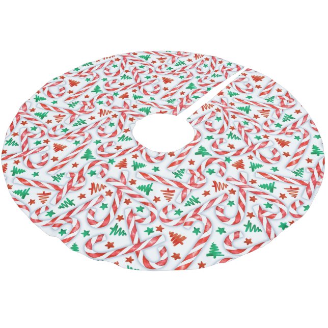 Candy Cane Sweetness Polyester Weihnachtsbaumdecke (Schrägansicht)