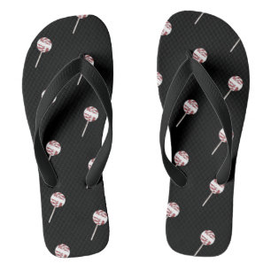 Candy Cane Swirl Christmas Lollipop Pattern Flip Flops