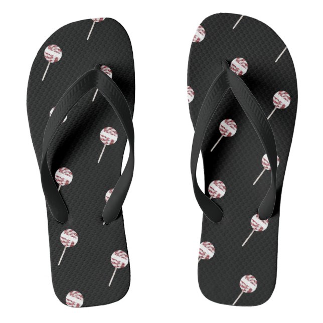 Candy Cane Swirl Christmas Lollipop Pattern Flip Flops (Fußbett)