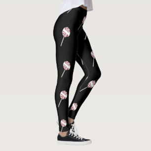 Candy Cane Swirl Christmas Lollipop Pattern Leggings