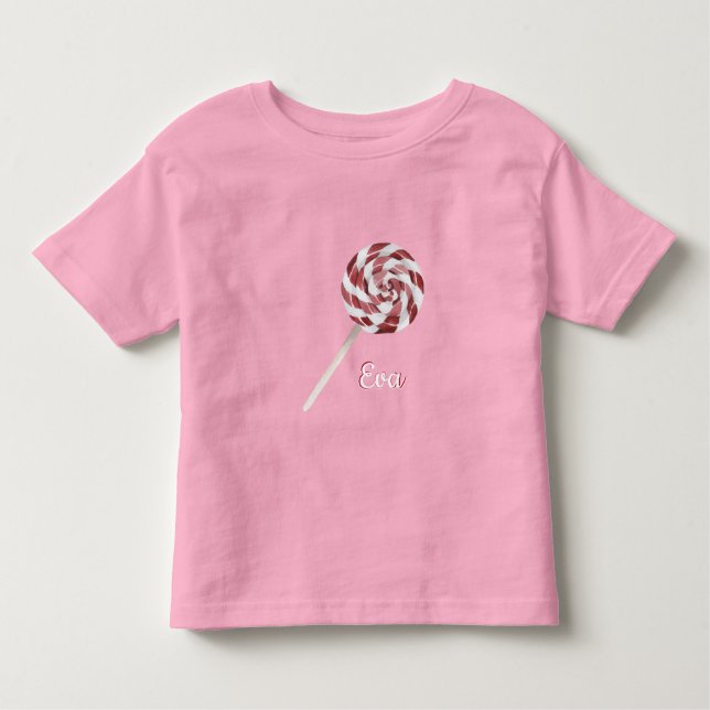 Candy Cane Swirl Lollipop mit Name Toddler T-shir Kleinkind T-shirt (Vorderseite)