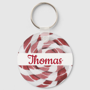 Candy Cane Swirl mit Namen Schlüsselanhänger