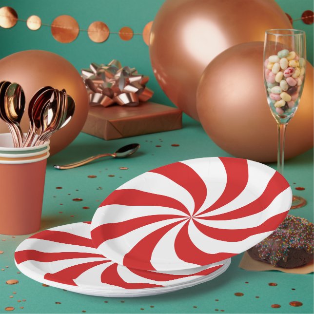 Candy cane swirl pappteller (Multi)