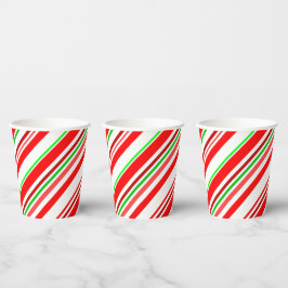 Candy Cane Swirl Stripes Christmas Red White Green Pappbecher
