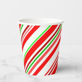 Candy Cane Swirl Stripes Christmas Red White Green Pappbecher