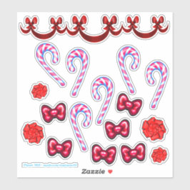 Candy Cane und Bow Sticker Set