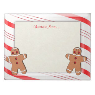 Candy Cane und Gingerbread Man Cookies Notizblock