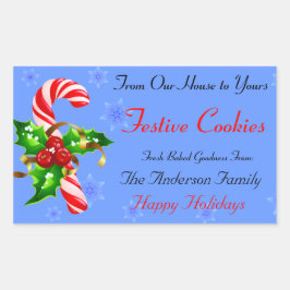 Candy Cane und Holly Holiday Food Quadratischer Aufkleber