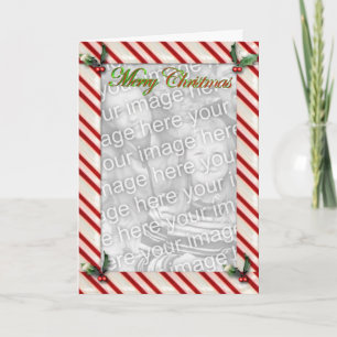 Candy Cane und Holly Template Card Feiertagskarte
