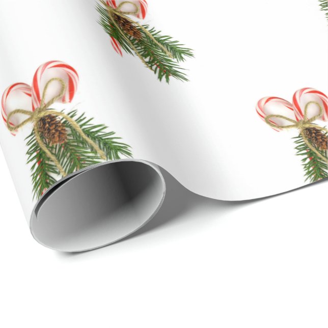 Candy Cane und Pine Bouquet Geschenkpapier (Rolleneckpunkt)