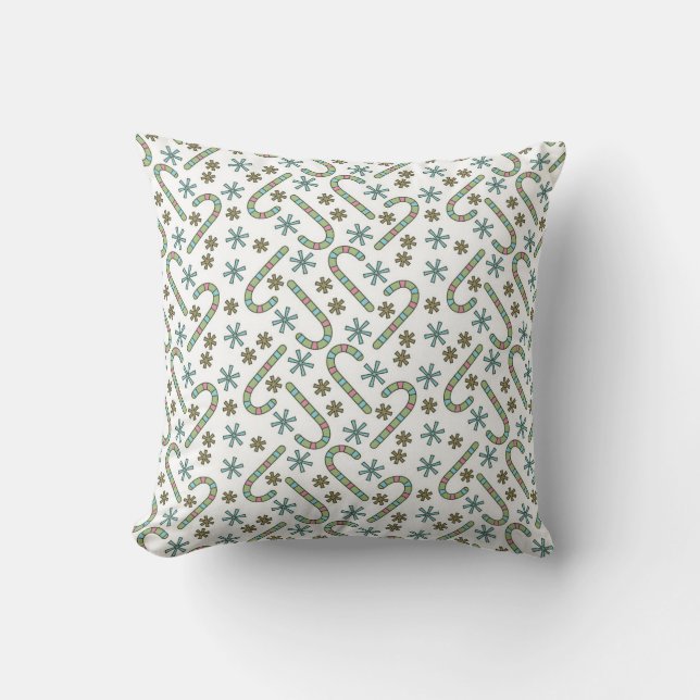 Candy Cane und Snowflake Pillow Kissen (Vorderseite)