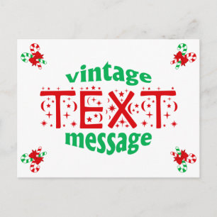 Candy Cane Vintage Textnachrichtenkarte Postkarte