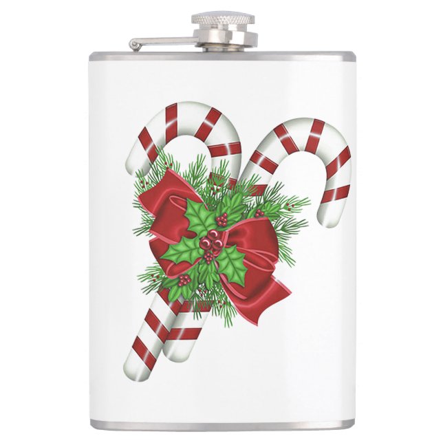 Candy Cane Vinyl Wrapped Flask Flachmann (Vorderseite)
