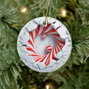 Candy Cane Vortex Peppermint Drehung Keramik Ornament