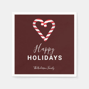 Candy Cane Weihnachten Minimal Red Happy Holidays Serviette