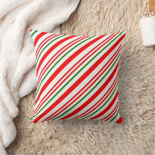 Candy Cane Weihnachten Red Green Stripes Muster Kissen