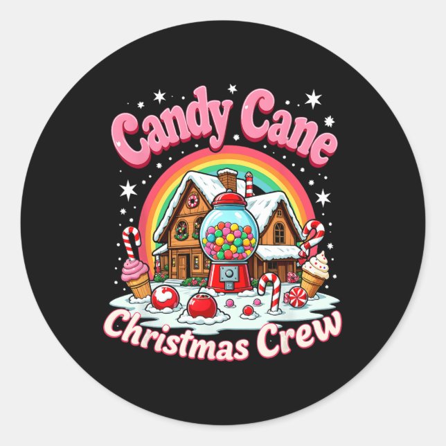 Candy Cane Weihnachts-Crew House Candy Security ka Runder Aufkleber (Vorderseite)