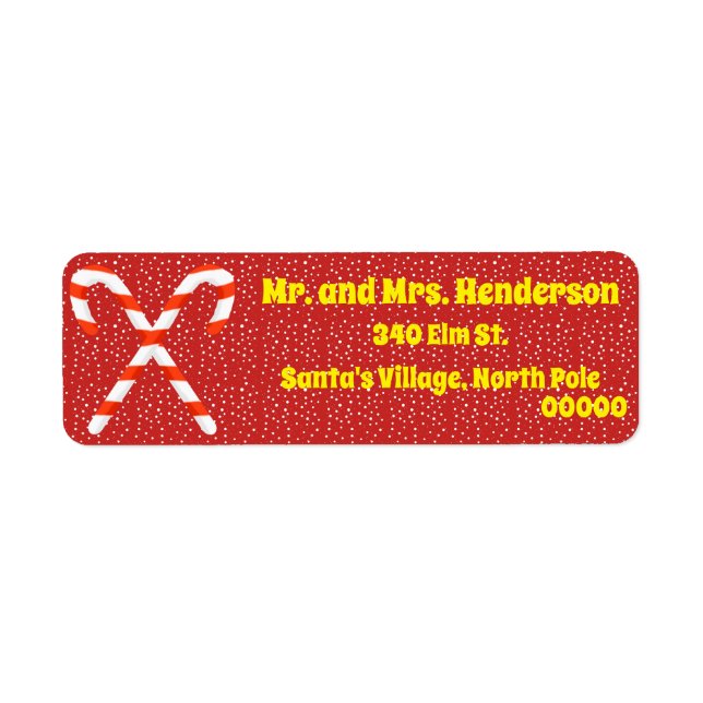 Candy Cane Weihnachts-Rücksendeadressen-Aufkleber (Vorne)