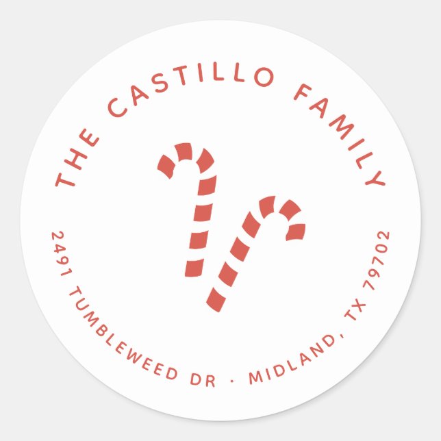 Candy Cane Weihnachtsaufkleber Runder Aufkleber (Vorderseite)