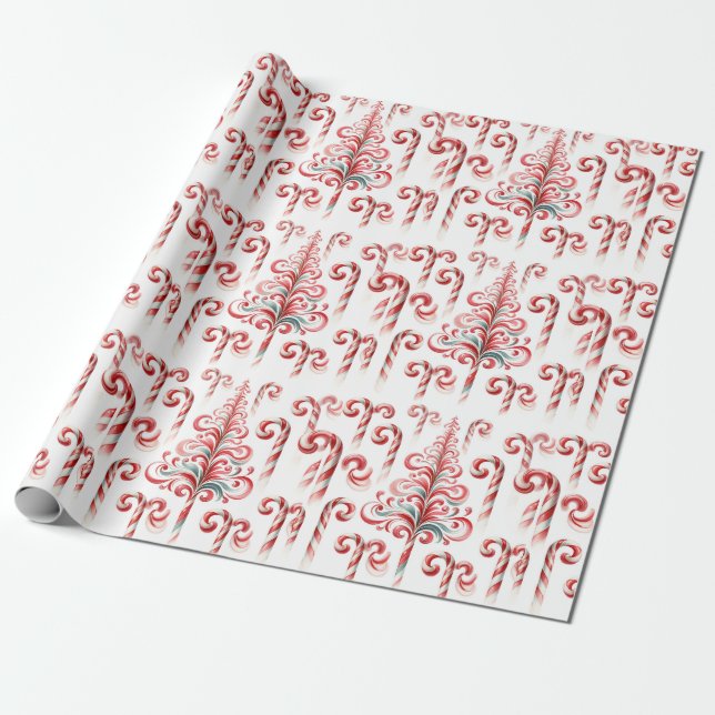 Candy Cane Weihnachtsbaum Wrapping Paper Geschenkpapier (Ungerollt)