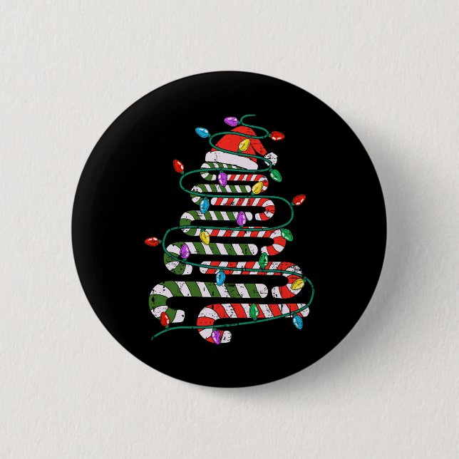 Candy Cane Weihnachtsbaum Xmas Liebe Candy Mens Wo Button (Vorderseite)