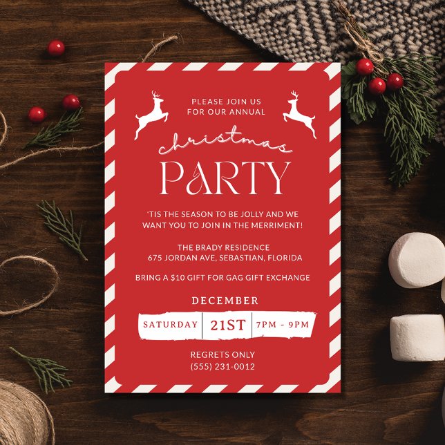 Candy Cane Weihnachtsfeier Einladung (Candy Cane Christmas Holiday Party Invitation)
