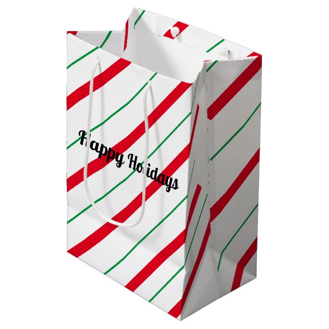 Candy Cane Weihnachtsgeschenktasche Mittlere Geschenktüte (Vorderseite Schrägansicht)