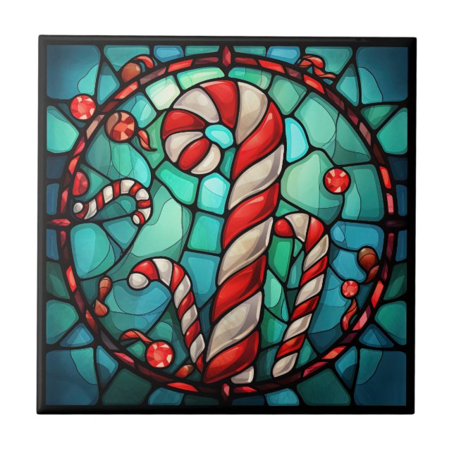 Candy Cane Weihnachtsglas Fliese (Vorderseite)
