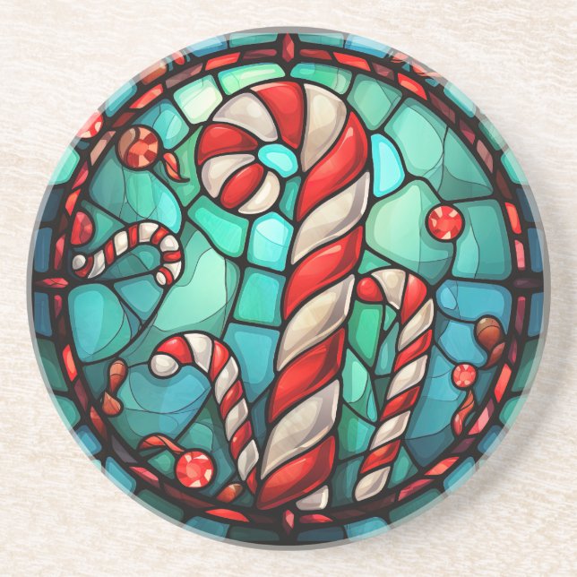 Candy Cane Weihnachtsglas Getränkeuntersetzer (Vorne)