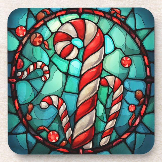 Candy Cane Weihnachtsglas Getränkeuntersetzer (Vorderseite)