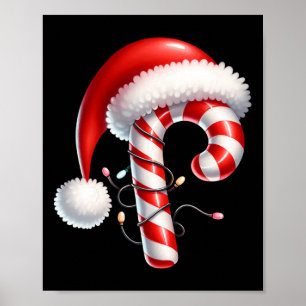 Candy Cane Weihnachtslicht Weihnachtsmannmütze Fam Poster