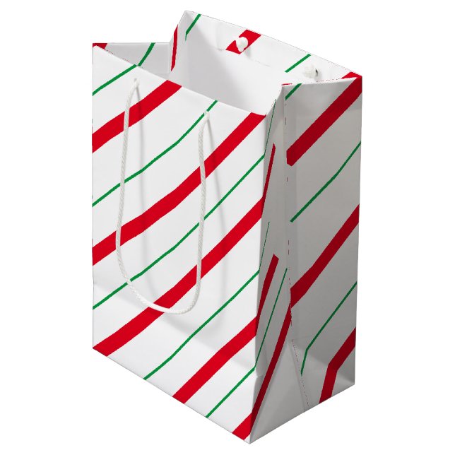 Candy Cane Weihnachtsmitteltasche Mittlere Geschenktüte (Vorderseite Schrägansicht)