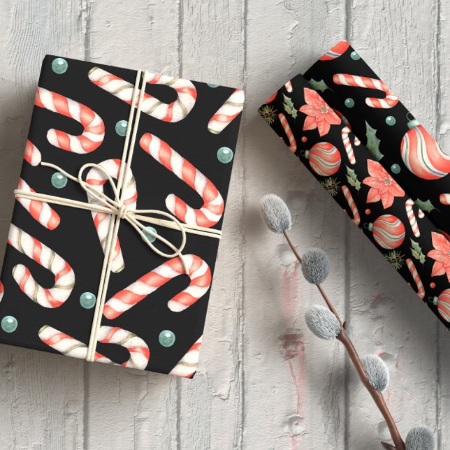 Candy Cane Weihnachtsschmuck rot und grün Geschenkpapier Set (Von Creator hochgeladen)