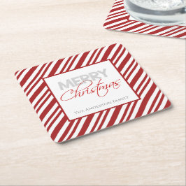 Candy Cane Weihnachtsstreifen | Benutzerdefiniert Rechteckiger Pappuntersetzer