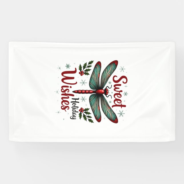 Candy Cane Wings Dragonfly Banner (Horizontal)