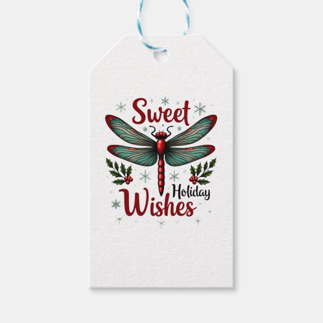 Candy Cane Wings Dragonfly Geschenkanhänger (Vorderseite)