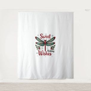Candy Cane Wings Dragonfly Wandteppich