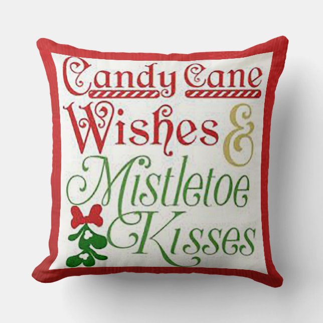 "Candy Cane Wish/Mistletoe Kisses" Kopfkissen Kissen (Vorderseite)