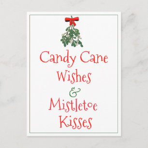 Candy Cane Wish & Mistletoe Kisses Weihnachten Postkarte