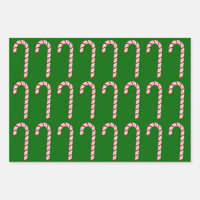 Candy Cane Wrapping Paper Flat Sheet Set 3 Geschenkpapier Set (Vorderseite 3)