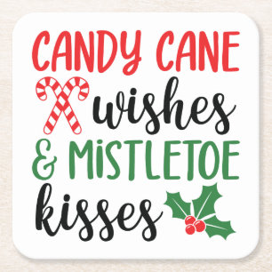 Candy Cane Wünsche und Mistletoe Kisses Rechteckiger Pappuntersetzer