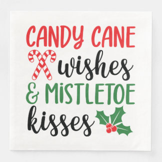 Candy Cane Wünsche und Mistletoe Kisses Serviette