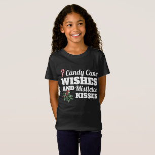 Candy Cane wünscht und Mistletoe Kisses Christmas T-Shirt
