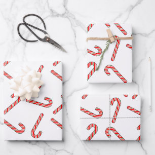 Candy Cane Zeichnungen in rot-grün Geschenkpapier Set