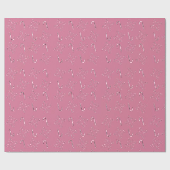 Candy Canes 2026 Pink Geschenkpapier (Flach)