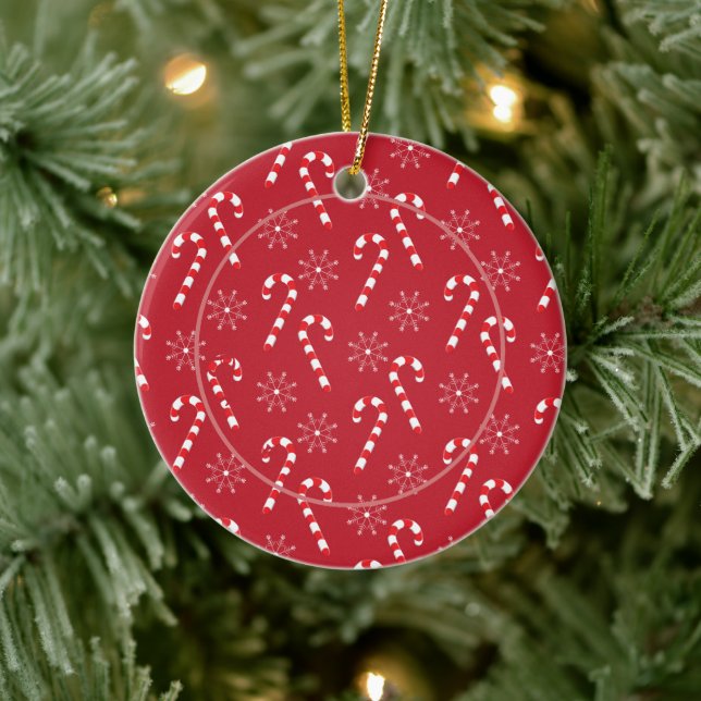 Candy Canes and Snowflakes Hunde Foto Ornament (Baum)