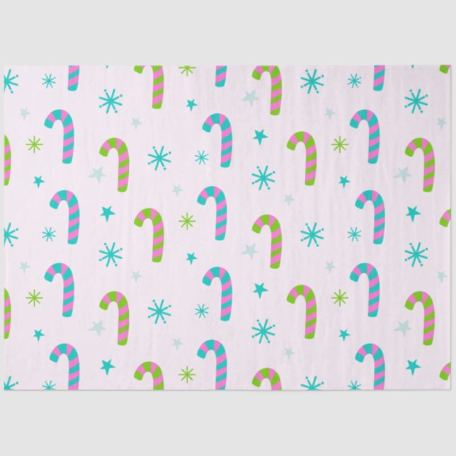 Candy Canes and Snowflakes Pink Weihnachten Seidenpapier (Vorderseite)