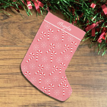 Candy Canes and Snowflakes Pink Weihnachten Strump